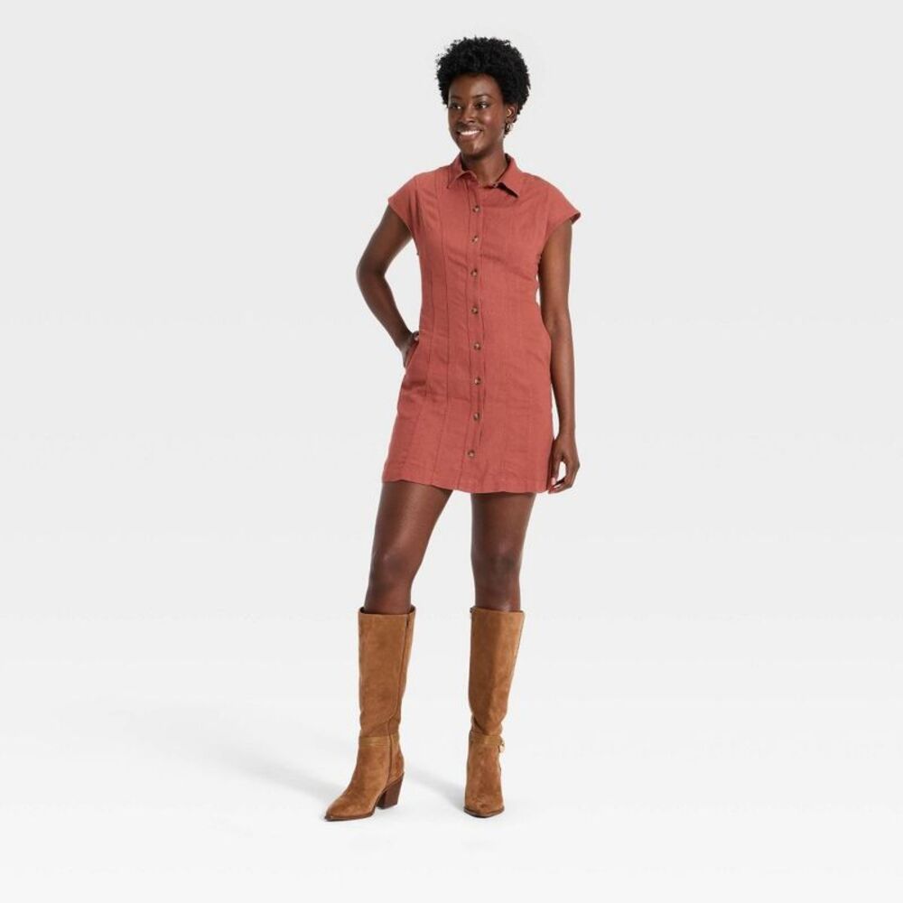 Universal Thread Rust Button-Front Strapless Dress - Picture 3 of 3